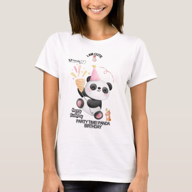  Camiseta de Aniversário do Panda | Adorável Desig (Frente)