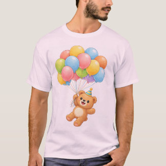 Camiseta de aniversário do ursinho de pelúcia com