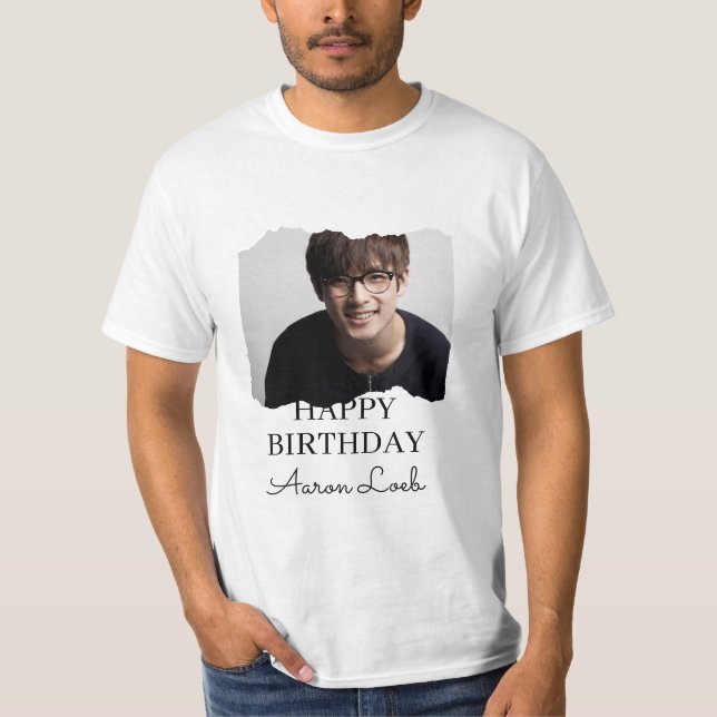 Camiseta de aniversário feliz minimalista (Frente)