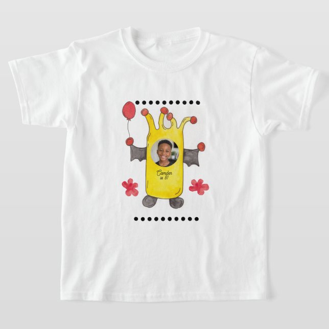 Camiseta de aniversário infantil Monstro Morcego A (Postura )
