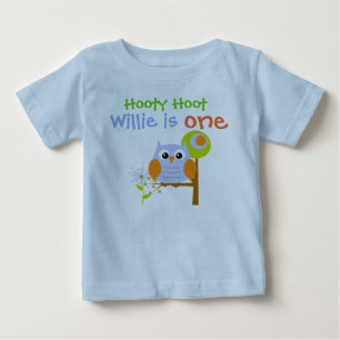Camiseta de aniversário personalizada Blue Boy Owl