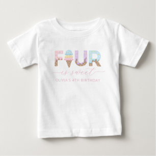 Camiseta de Aniversário Quatro é Sorvete Doce