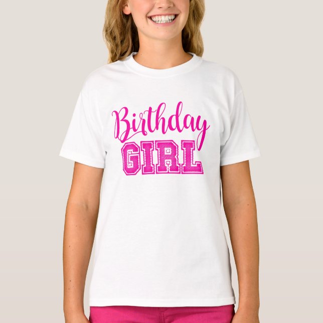Camiseta de aniversário rosa (Frente)