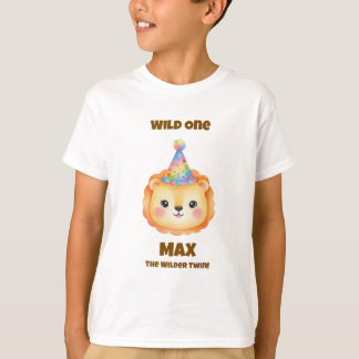 Camiseta de Aniversário Safari para Menino Gêmeo L