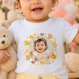 Camiseta de aniversário tema amarelo com foto pers
