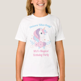 Camiseta de Aniversário Unicórnio Arco-Íris | Nome