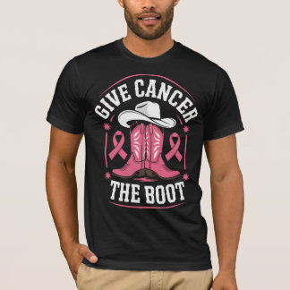 Camiseta Dê ao Cancer a inicialização - cowboy rosado bota