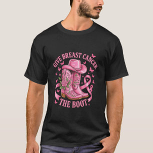 Camiseta Dê ao Câncer de Mama o Boot Cowgirl Pink Ribbon Fl