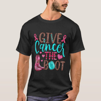 Camiseta Dê ao Cancer o Cancer cor-de-rosa de bota