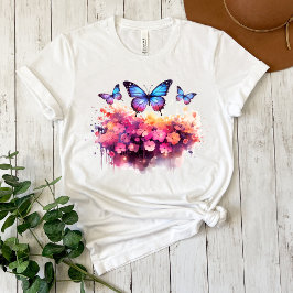 Camiseta de Aquarela Borboleta Desarrumada