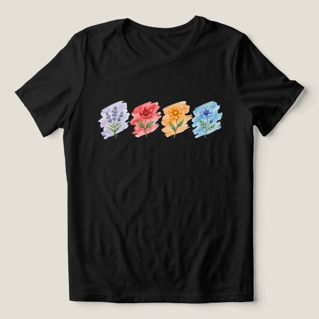 Camiseta de Aquarela de Flor Silvestre  (Design frontal)