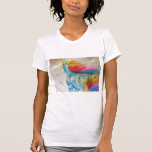 Camiseta de Aquarela de Mulheres Unicórnio Fofo Ar