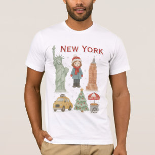 Camiseta de Aquarela de Natal em Nova York – Fofa