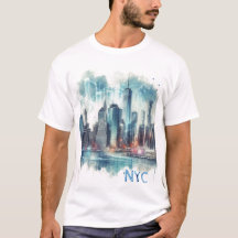 Camiseta de Aquarela de Nova York Abstrata