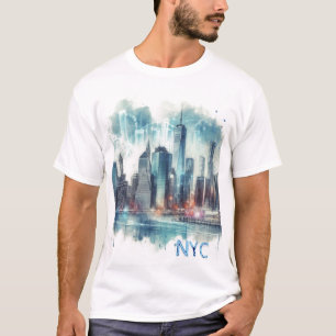 Camiseta de Aquarela de Nova York Abstrata