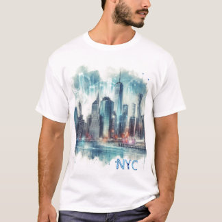 Camiseta de Aquarela de Nova York Abstrata