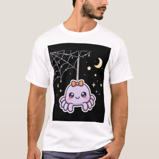 Camiseta de Aranha Fofa em Teia Brilhante