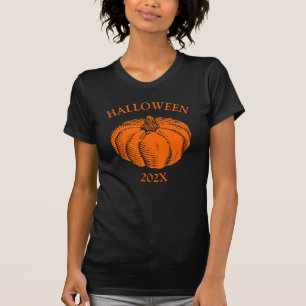 Camiseta de Arte a Tinta de Abóbora de Halloween L