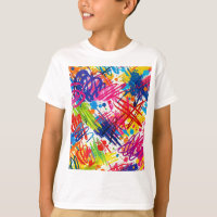 Camiseta de arte abstrata colorida com rabiscos