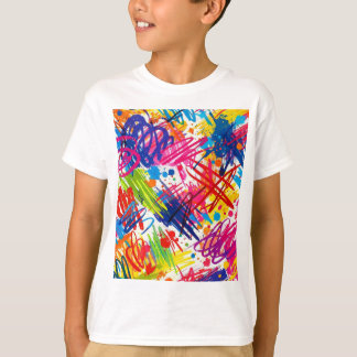 Camiseta de arte abstrata colorida com rabiscos