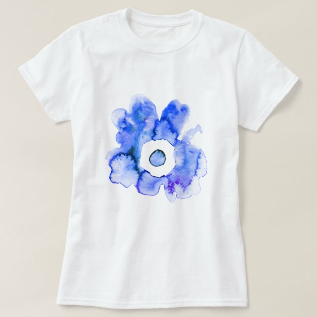 Camiseta de arte abstrata desenhada à mão com aqua (Frente do Design)