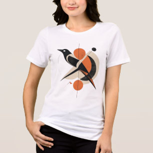 Camiseta de Arte Abstrata Geométrica de Pássaro Mo