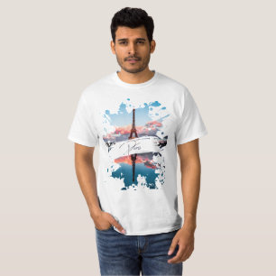 Camiseta de Arte com Efeito de Aquarela de Paris