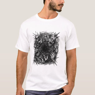 Camiseta de Arte com Esboço Abstrato do Abismo Gri