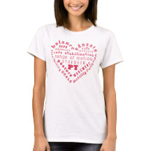 Camiseta de Arte com Palavras Coração Fisioterapia
