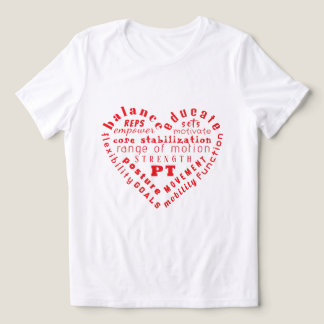 Camiseta de Arte com Palavras Coração Fisioterapia