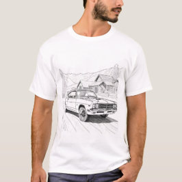 Camiseta de Arte da Linha Muscular do Carro