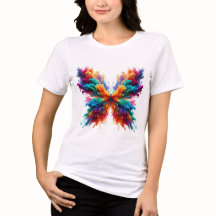 Camiseta de Arte de Aquarela de Borboleta Colorida