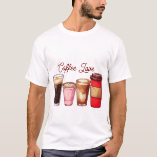 Camiseta de arte de café para homens Xícaras de
