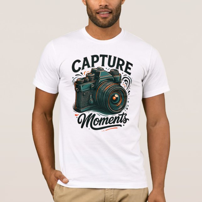 Camiseta de Arte de Câmera Retro 'Capture Moments' (Frente)
