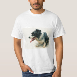 Camiseta de arte de cão Border Collie em aquarela
