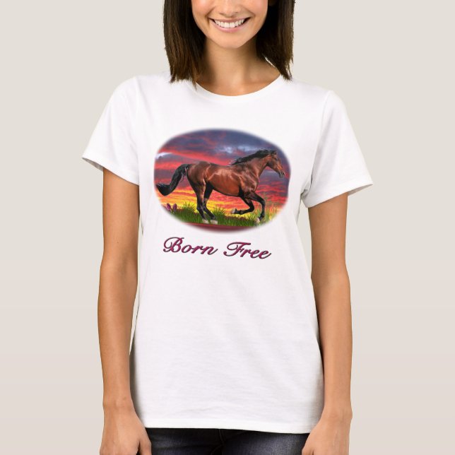 Camiseta de arte de cavalo sem nascer (Frente)