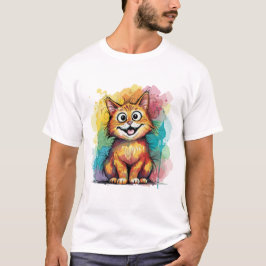 Camiseta de Arte de Gato Colorido Fofa – Gatinho F