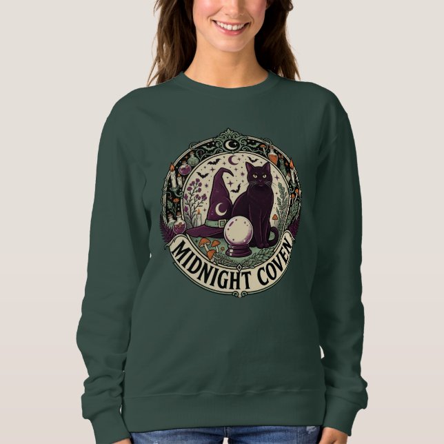 Camiseta de arte de gato da lua crescente da Midni (Frente)
