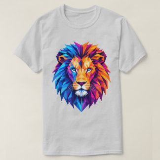Camiseta de Arte de Leão Geométrico Vibrante