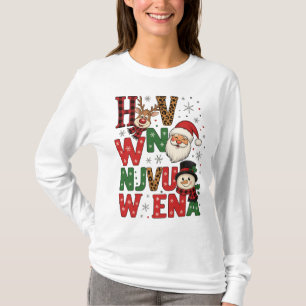 Camiseta de Arte de Letra de Personagens de Natal