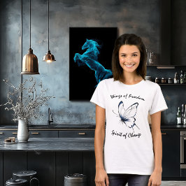 Camiseta de Arte de Linha de Borboleta Asas da Lib
