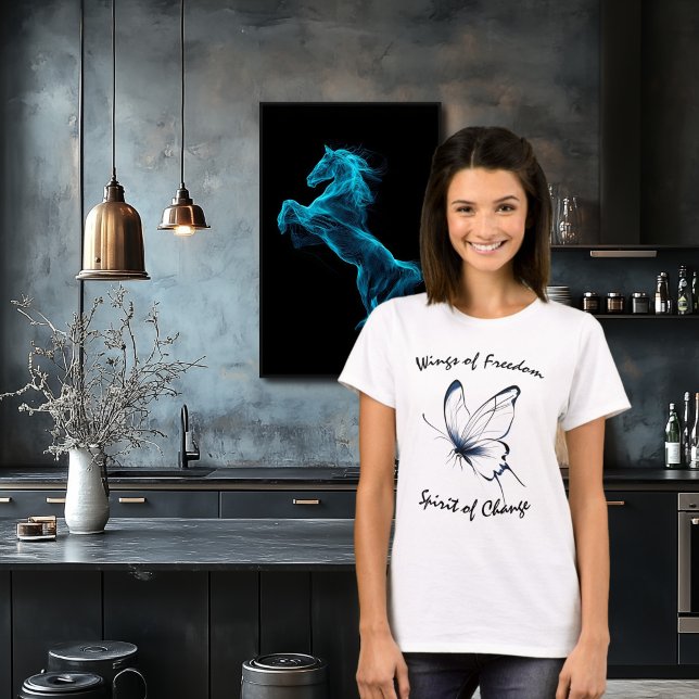 Camiseta de Arte de Linha de Borboleta Asas da Lib (Criador carregado)