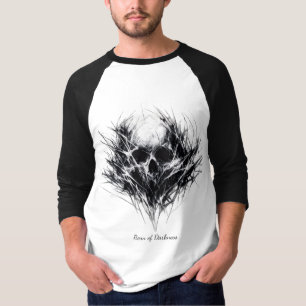 Camiseta de arte de linha de crânio abstrato escur