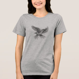 Camiseta de Arte de Linha de Pássaro | Desenho Min