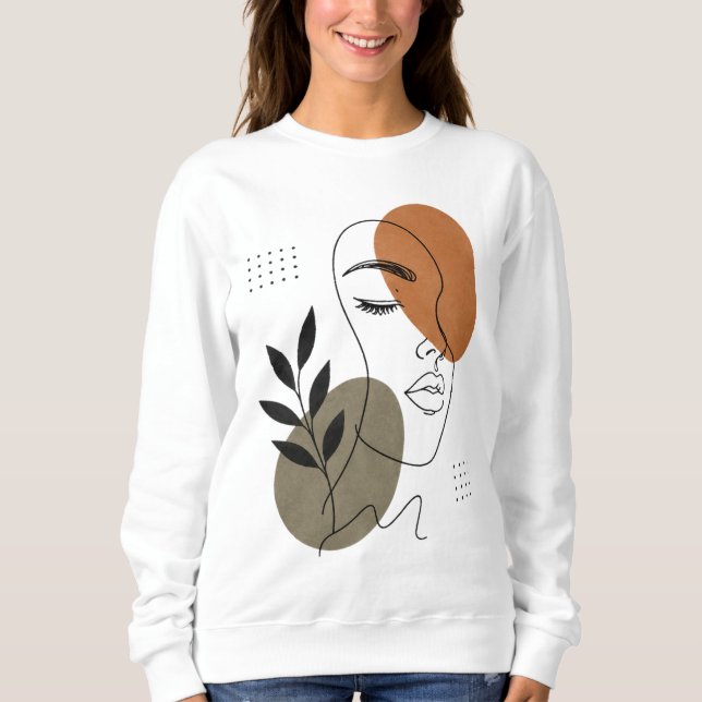 Camiseta de arte de linha de rosto abstrato modern (Frente)