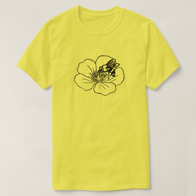 Camiseta de Arte de Linha Flor de Abelha (Frente do Design)