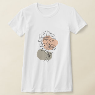 Camiseta de Arte de Linha Floral Minimalista