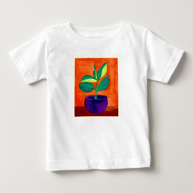 Camiseta De Arte De Plantas Pintadas Por Brincadei (Frente)