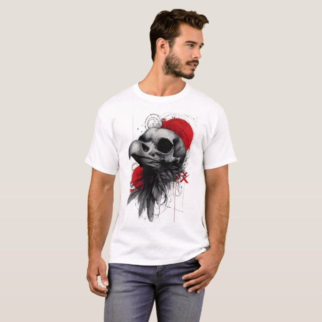 Camiseta de Arte de Rua Grunge Gótico Crânio de Co (Frente Completa)