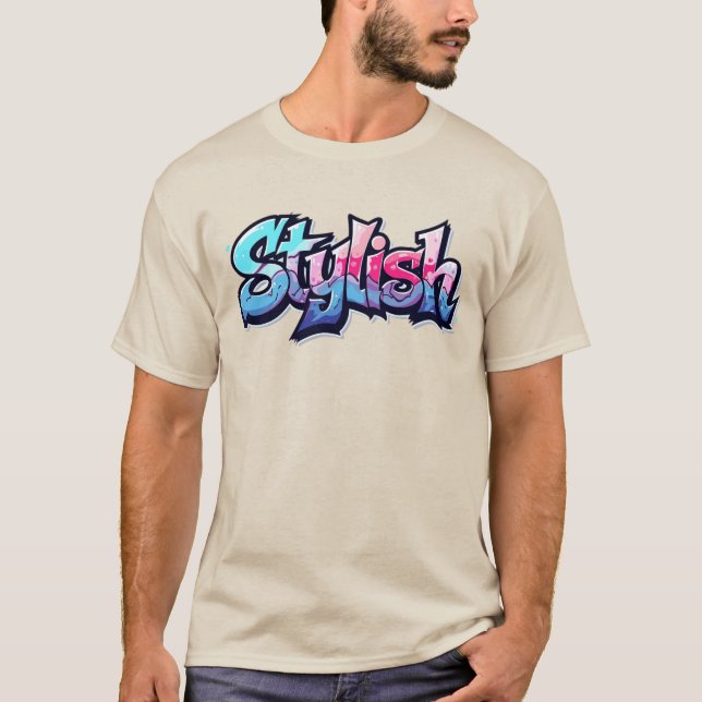 Camiseta de Arte de Texto Grafite Estiloso (Frente)